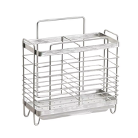 Support de rangement mural ou de comptoir en métal ventilé et durable pour couverts, baguettes et fourchettes, avec égouttoir intégré pour cuisine domestique