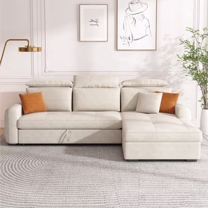 Divano <span class=keywords><strong>Letto</strong></span> Moderno a L in Tessuto per Soggiorno e Camera da <span class=keywords><strong>Letto</strong></span> con Poggiatesta Regolabili Morbidi e Mobile Contenitore Estensibile - Product Image 2