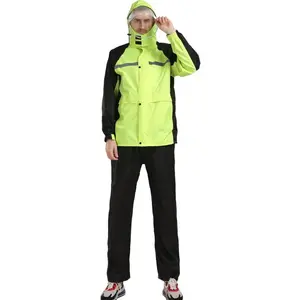 Individueller XXL reflektierender Regensturmanzug wasserdichter Motorrad-Regenmantel Hosen und Jacke mit Kapuzen-Regenanzug