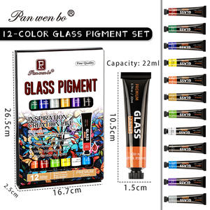 Ensemble de peintures céramiques colorées Panwenbo, 12 couleurs/22 ml, peintures émaillées non toxiques, séchage rapide, imperméables, peintures pour <span class=keywords><strong>verre</strong></span> - Product Image 2