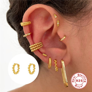 CANNER Nuevos Pendientes de Aro Retro de Plata de Ley S925 al por Mayor, Pendientes de Bola de Plata de Ley S925 de Moda - Product Image 4