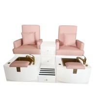 Fauteuils de salon de manucure et pédicure en velours vert foncé de luxe léger avec bain à remous intégré