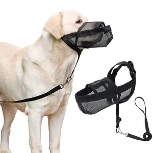 Dog Muzzle Manufacturers Pet Training Walking Gentle Leash Nose Halter Harness with Soft Nylon Muzzle