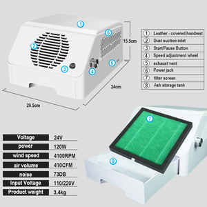 Colector <span class=keywords><strong>de</strong></span> Polvo para Uñas <span class=keywords><strong>de</strong></span> 120W con Reposamanos, Máquina <span class=keywords><strong>de</strong></span> Vacío para Taladro <span class=keywords><strong>de</strong></span> Uñas, Uso en Salón, Precio <span class=keywords><strong>de</strong></span> Fábrica - Product Image 6