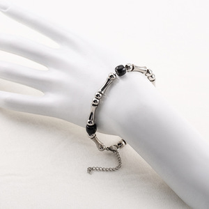 Minimalist Bamboo Joint Titanium Steel Men's <b>Bracelet</b> <b>Adjustable</b> Geometric Design Black Beads Fashion Jewelry - Product Image 3
