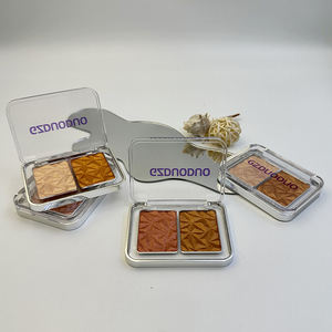 Venta al por mayor vegano crueldad libre 2 colores resaltador brillo polvo maquillaje paleta personalizado logotipo privado - Product Image 4