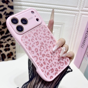 <span class=keywords><strong>Funda</strong></span> de Teléfono de Lujo con Purpurina y Estampado de Leopardo para <span class=keywords><strong>iPhone</strong></span> 17 Pro Max 16 <span class=keywords><strong>13</strong></span>, Estilo Y2K, Rosa Brillante, Borde Ondulado 3D, Película Protectora de Lente Integrada - Product Image 3