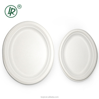 Assiette compostable blanche à 3 compartiments de 9 pouces Assiettes jetables à usage unique Vaisselle en bagasse biodégradable pour le camping