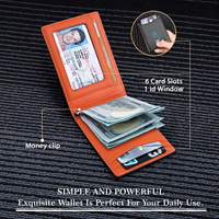 Dompet Kulit Pria Berkualitas Tinggi Grosir, Dompet Lipat Dua Anti RFID, Tempat Kartu Kredit, Penjepit Uang Tipis untuk Pria