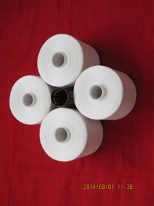 Kualitas Premium 80/2 <span class=keywords><strong>100</strong></span>% benang jahit poliester mentah putih ketahanan tinggi benang pintal - Product Image 4