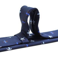 Cravates pour hommes en microfibre 100% polyester jacquard tissé, style surf, bleu marine, coupe ajustée, vente en gros de Chine