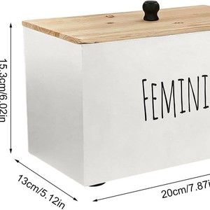 Feminine Wooden Storage <b>Box</b> With Lid And Compartments Rectangular White For Bathroom Use - Product Image 4
