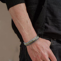 Bracelet manchette ouverte unisexe en acier inoxydable, motif plume de dragon vintage, breloque de fête