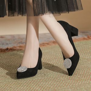 Zapatos Youxianmei de Tacón Cuadrado con Punta en Pico y Decoración de Pedrería para Oficina, Altura Media de 3cm y 5cm, Color Sólido, Zapatos de Mujer - Product Image 4