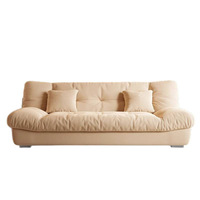 Sofá Cama de Tela Cloud, Reclinable, Plegable, de Doble Uso, para Apartamentos Pequeños, Sala de Estar, Nuevo, Moderno, de Tres Plazas, en Línea Recta, Color Crema
