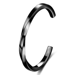 Fashion <b>Cuff</b> <b>Bracelets</b> 4mm Open Twisted Titanium Steel For Women Gift Jewelry Black Gold Rose Gold <b>Silver</b> Color Options - Product Image 3