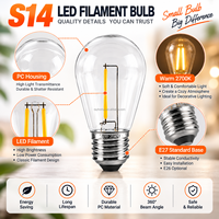 Ampoule à filament LED S14 1W 2W E27 110V 220V, ampoule décorative colorée pour l'extérieur, patio, jardin, guirlandes lumineuses