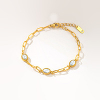 Nouveau Bracelet de Luxe Léger pour Femme en Acier Inoxydable avec Diamants Colorés, Chaîne à Maillons en Pierre Naturelle et Zircon – Bijou Tendance