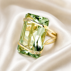 Anillo de Compromiso con Gema Verde para Mujer, Anillo de Moda Europeo Americano, Joyería Elegante para el Dedo - Product Image 6