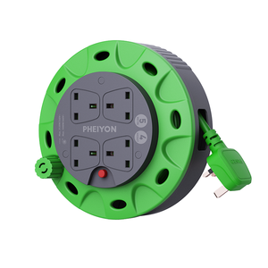 Enrouleur de câble électrique <span class=keywords><strong>5m</strong></span> H05VV-F 3G1.25mm² avec embout femelle CEE NEMA, 4 prises, 13A, <span class=keywords><strong>rallonge</strong></span> pour appareils électroménagers - Product Image 3