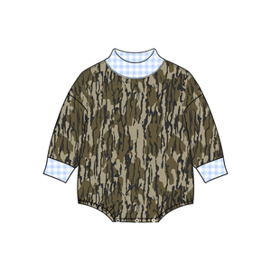 Combinaison à carreaux décontractée pour bébé garçon, motif camouflage de chasse, col moyen, vêtements pour enfants - Product Image 2