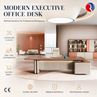 Bureau de direction en forme de L, mobilier moderne de luxe pour PDG