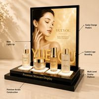 Support d'affichage cosmétique LED multi-niveaux personnalisé en acrylique, poli, résistant à l'eau et écologique pour comptoirs de vente de produits de beauté