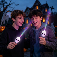 Baguettes lumineuses LED Citrouille et Crâne, 6 modes clignotants, piles incluses, pour fêtes d'Halloween, articles de fête en gros, fournitures pour la nuit de la Toussaint