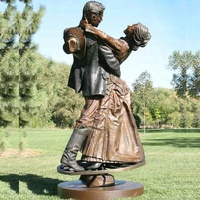Sculpture de couple dansant en bronze, taille réelle, romantique, art moderne extérieur, statue en métal d'une femme nue dansant avec un homme