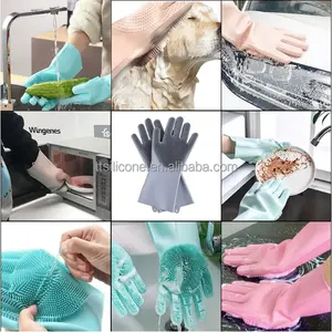 High Quality Kitchen Dish Cleaning Silicone Gloves For Protecting Hands Scrubber Silicone Cleaning Reusable Scrub Glove
