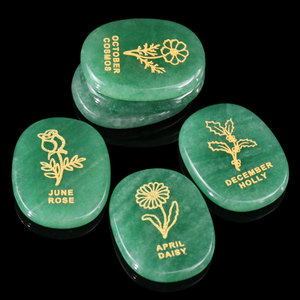 Accesorios <span class=keywords><strong>de</strong></span> joyería DIY con temática floral: <span class=keywords><strong>Piedra</strong></span> inspiradora <span class=keywords><strong>de</strong></span> aventurina verde natural <span class=keywords><strong>de</strong></span> diciembre, tallada ovalada rosa, para pulgar (Palm Power) - Product Image 1