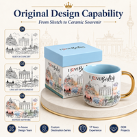 Mug en céramique souvenir touristique de Berlin, Allemagne, avec anse dorée et motif des monuments, pour eau, café, lait, en New Bone China, personnalisable OEM
