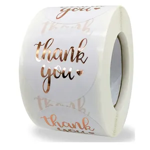 Wholesale Custom Thank you sticker Custom Self Adhesive Sticker Rolls For small business Gold Foil Printing