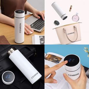 กระติกน้ำสุญญากาศสแตนเลสอัจฉริยะ ขนาด 17 ซม. พร้อมหน้าจอแสดงอุณหภูมิ สีดำ ดีไซน์มินิมอล สำหรับใช้งานกลางแจ้ง - Product Image 6