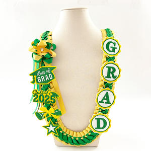 Cinta <span class=keywords><strong>de</strong></span> graduación 3 colores 2025 Tema <span class=keywords><strong>de</strong></span> graduación cinta hawaiana decorativa Leis cinta graduación Lei - Product Image 2