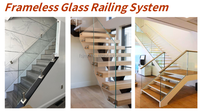 Garde-corps en verre moderne pour extérieur, balustrades d'escalier, support de colonne, main courante en acier inoxydable pour balcon