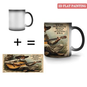 Mug réutilisable écologique noir givré 11oz en céramique sensible à la chaleur pour thé et café - Product Image 4
