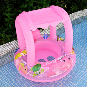 ABC <b>Inflatable</b> Child Swimming Ring With Sunshade 80x60x55cm Cartoon Print For Pool Water Play - Product Image 3