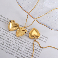 Bijoux de mode or coeur médaillon pendentif colliers gothique tour de cou femmes ouvrable coeur Photo haute polonais creux médaillon collier