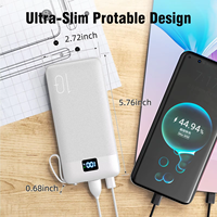 Batería Externa Portátil Delgada de 10000mAh con Carga Rápida de 22.5W, Enchufe de Pared AC, Mini Banco de Energía USB