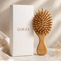 Brosse à cheveux en bois de hêtre naturel avec logo personnalisé, brosse à picots en bois professionnelle pour le massage du cuir chevelu, brosse à cheveux écologique avec boîte