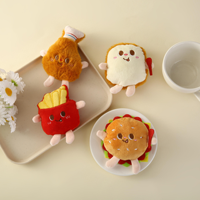 Vente en gros de porte-clés en peluche de différentes formes et couleurs, 8 cm, frites, hamburger, hot-dog, cuisse de poulet, marque QF, fête