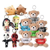 Vente en gros pas cher 10cm porte-clés peluche personnalisé peluche chien loup porte-clés animaux peluches