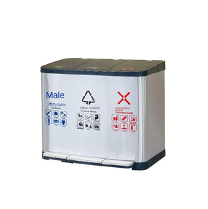 Poubelle à pédale intérieure en acier inoxydable de 20L avec deux divisions de trois quatre classes pour la cuisine, la salle de bain et l'extérieur Capacité de 40L - Product Image 5