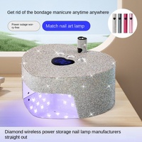 Lampu Fototerapi Kuku LED UV Otomatis Bertenaga Baterai dengan Dekorasi Berlian Imitasi, Pengering Cepat, Timer, Sensor Inframerah, dan Mesin Bor Kuku