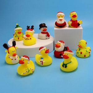 2 Inch Batch Printed Customized PVC Christmas Rubber Duck Shaped Bathtub <b>Bath</b> Toys Featuring Pattern Designs - Product Image 4