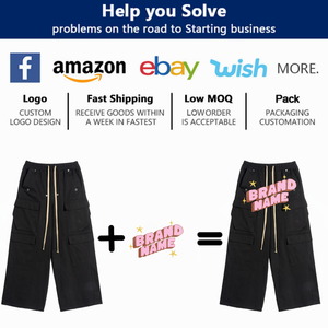 Erkek yığılmış ter günlük pantolon parça geniş bacak Baggy Y2k pamuk kargo iş pantolon 2025 Streetwear İpli <span class=keywords><strong>Sweatpants</strong></span> - Product Image 6