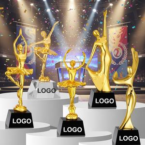 Trofeos y Premios de Baile Personalizados al por Mayor con Logotipo, Base de Resina Acrílica Dorada de Lujo - Product Image 4