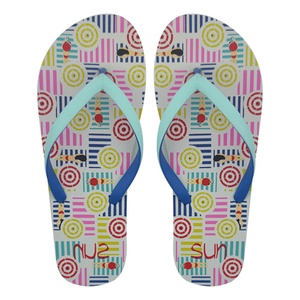 Fashion Sun Pattern Printed Flip Flops <b>Ladies</b> Sandwich Sole Beach Sandals Soft PE Rubber <b>Summer</b> <b>Slippers</b> - Product Image 2