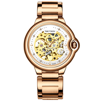 Montre mécanique de luxe pour homme, personnalisable avec logo, en acier inoxydable, automatique, convexe, étanche, avec cadran à aiguilles.